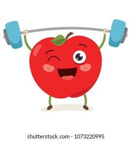 Vector Illustration of Apple Weight Lifting