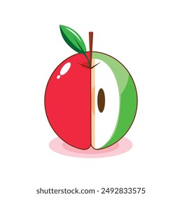 Ilustración vectorial de manzana. La manzana es una fruta popular conocida por su textura crujiente, sabor agridulce y numerosos beneficios para la salud.