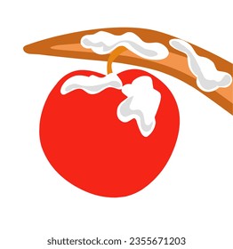 ilustración vectorial de manzanas cubiertas de nieve. invierno