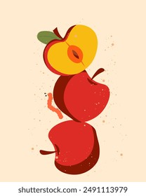 Vector illustration. Apples, diet, healthy eating. Poster, banner, postcard. Modern design.