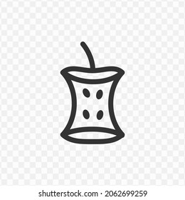 Vector illustration of apples eaten  icon in dark color and transparent background(png).