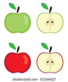 vector illustration of apples green and red