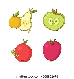 Vector illustration with apples on a white background.