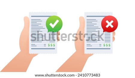 Vector Illustration of Approved and Declined Receipts with Checkmark and Cross Symbols