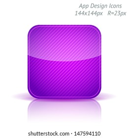 Vector illustration of apps glossy icon template. Background with diagonal strips.