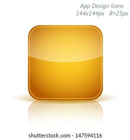 Vector illustration of apps glossy icon template. Background with diagonal strips.