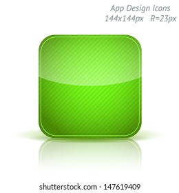 Vector illustration of apps glossy icon template. Background with diagonal strips.