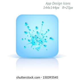 Vector illustration of apps icon template. Background with water splashes.