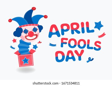 Vector illustration for April fools day with funny hat and funny face.