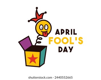 Vector Illustration of April Fool's Day design vector on white background. April 1. Surprise box. Prank box. Flat design vector. Eps 10.