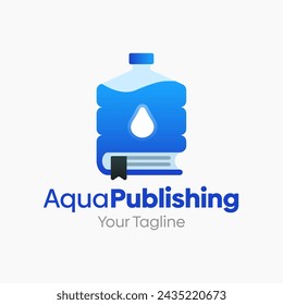 Vector Illustration for Aqua Publishing Logo: A Design Template Merging Concepts of a Book and Water Gallon Shape