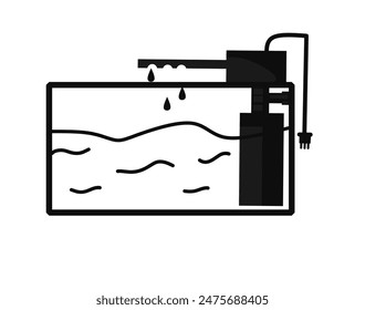 vector illustration of aquarium and filter symbol.