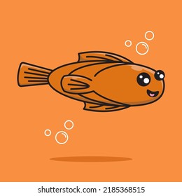 Vector illustration of aquarium fish. Colorful cartoon fish aquarium icon for your design.

