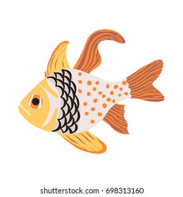 Vector illustration of aquarium fish. Colorful flat design. Isolated on white background.