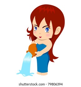 Vector illustration of Aquarius in cartoon style