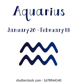 Vector illustration of Aquarius zodiac sign isolated on a white background.