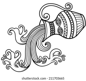  Vector Illustration of Aquarius zodiac sign - Outline