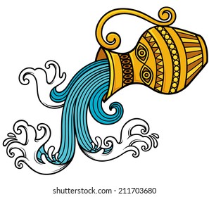  Vector Illustration of Aquarius zodiac sign