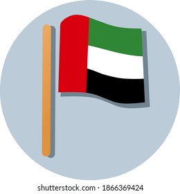 ilustración vectorial de la bandera de la unión emiratada árabe con stick, diseño minimalista plano