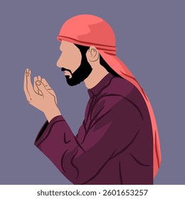 Vector illustration of Arab Muslim man praying