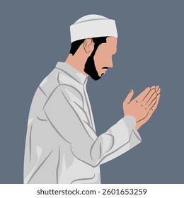 Vector illustration of Arab Muslim man praying