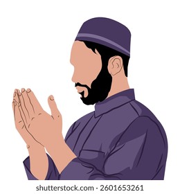 Vector illustration of Arab Muslim man praying