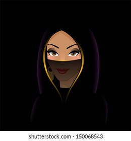 Vector illustration of Arab woman in a paranja