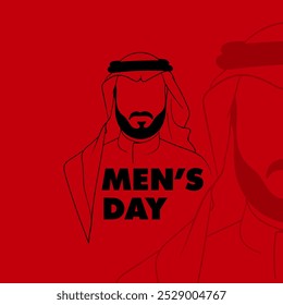 Vector illustration of arabian man using shemagh in line art design. Good template for international men's day or father's day design