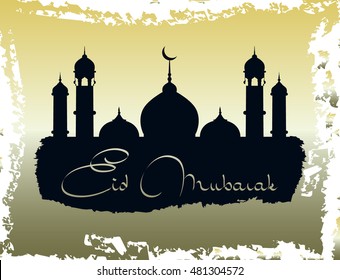 vector illustration arabic calligraphy inscription Eid Mubarak - Translation of text : Eid Mubarak - Blessed festival