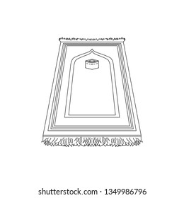 Vector Illustration, arabic carpet prayer rug, Lineart Design - Vector