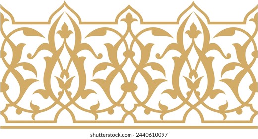 Vector illustration for Arabic floral border. traditional Islamic design. Suitable for use in frames, mosque decoration elements, calligraphy decoration.