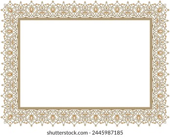 Vector illustration for arabic floral frame. Traditional Islamic design. Suitable for use as mosque decoration elements, backgrounds, calligraphy. Elegance with the text input area in the center