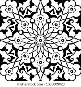 Vector illustration of Arabic ornament arabesque black on white background