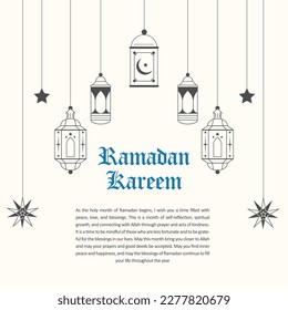 Vector illustration of Arabic style Muslim lantern ornament. Design is Suitable for Ramadan Kareem greeting template. Theme background for Ramadan Kareem.