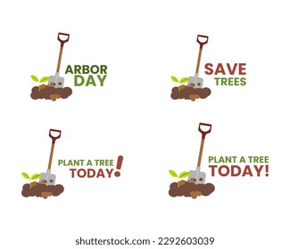 Vector illustration of arbor day icon, planting tree, text message of save trees, plant a tree today with shovel in the ground illustration  - Powered by Shutterstock - Get 15% off with code: PIKWIZARD15