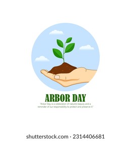 Vector illustration of Arbor Day social media story feed mockup template