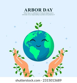 Vector illustration of Arbor Day social media story feed mockup template