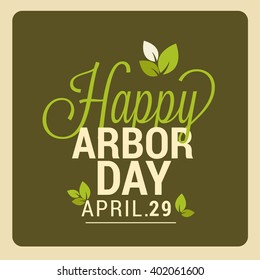 Vector illustration of Arbor day typography with green tree.