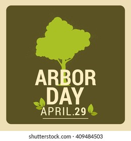 Vector illustration of Arbor day typography with green tree.