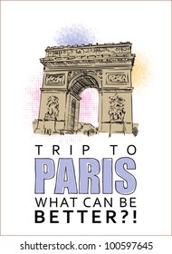 Vector illustration with " Arc de triomphe" and text.