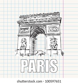 Vector illustration with " Arc de triomphe" and text.