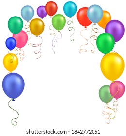 Vector illustration of an arch of colored balloons for a holiday and birthday