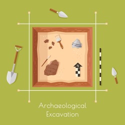 Vector Illustration Of Archaeological Excavations.