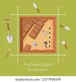 Vector illustration of archaeological excavations.