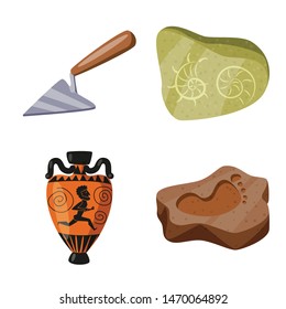 Vector illustration of archaeology and historical icon. Collection of archaeology and excavation vector icon for stock.