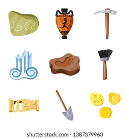 Vector illustration of archaeology  and historical symbol. Collection of archaeology  and excavation stock symbol for web.