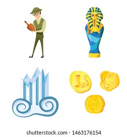 Vector illustration of archaeology and historical symbol. Set of archaeology and excavation stock vector illustration.