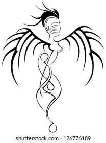 Vector illustration. Archangel tattoo.