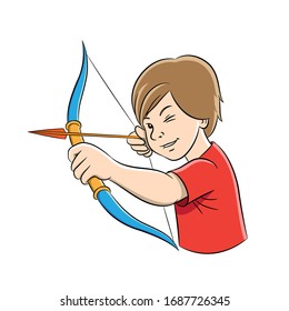 Vector Illustration of Archer Boy Cartoon isolated on a white background