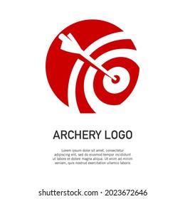 Vector illustration of archery target logo in negative space style. Perfect for the design element of a clean and modern company logo. Arrow and target logo template.